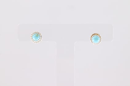 Native America Navajo Sterling Silver Turquoise Post Earring's By Theophilia Charley.