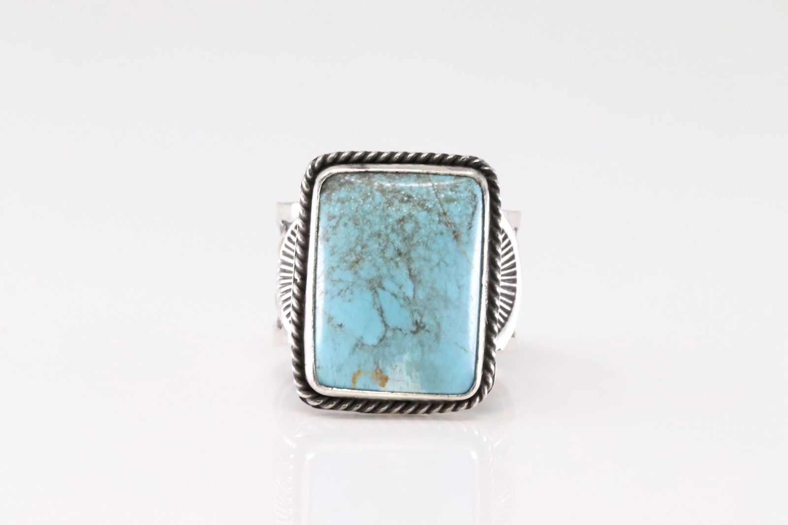 Native American Navajo Sterling Silver Kingman Turquoise Ring By Sunshine Reeves. (1 of 4)