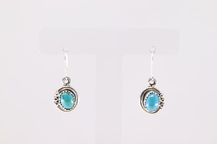 Native America Navajo Sterling Silver Turquoise Dangling Earring's By Rita Largo.