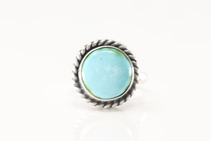 Native America Navajo Sterling Silver Sonora Gold Turquoise Ring By Dixon.