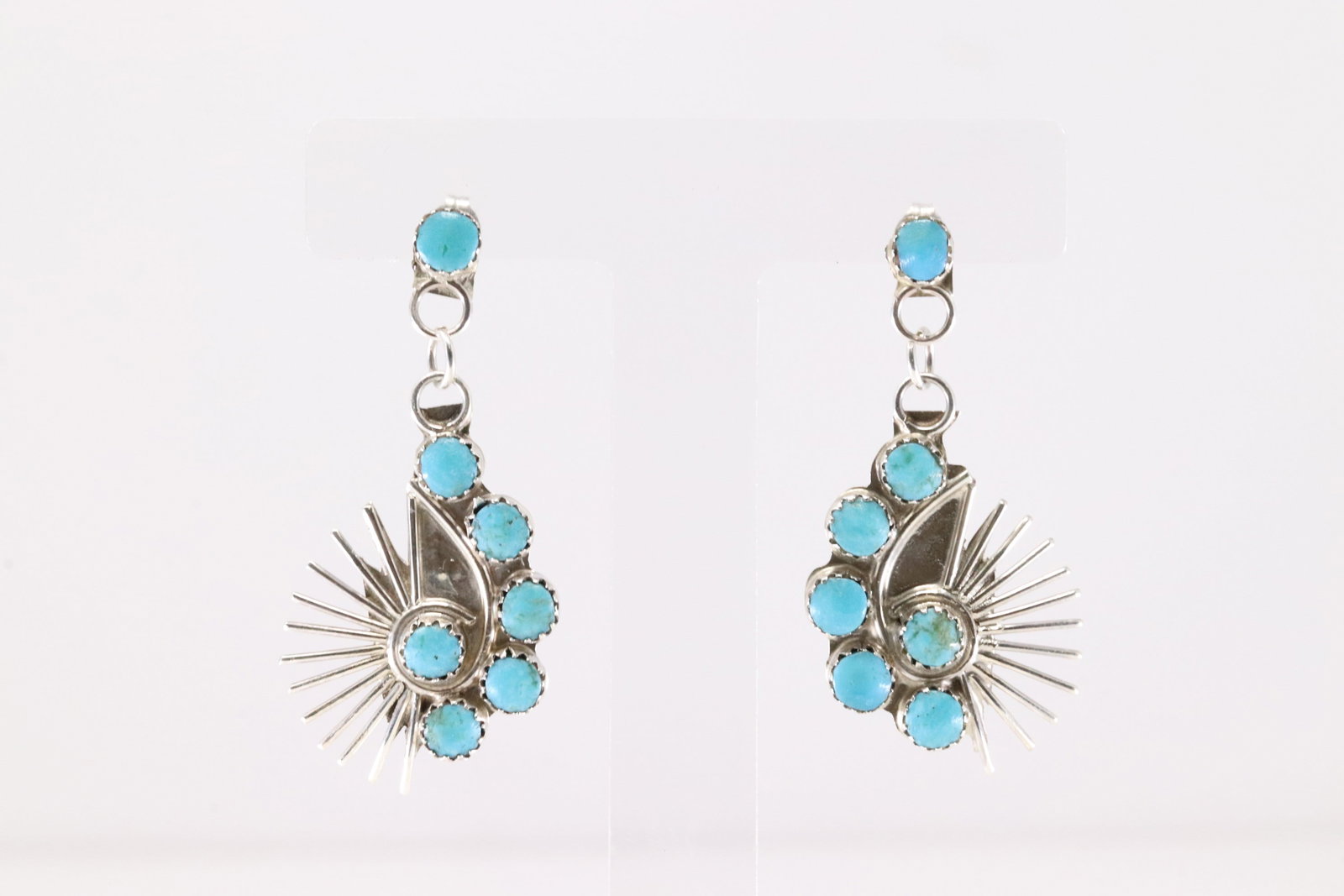 Native America Navajo Sterling Silver Turquoise Post Dangling Earring's By Martin Vacit.: This is a Native America Navajo Sterling Silver Turquoise Post Dangling Earring's By Martin Vacit.