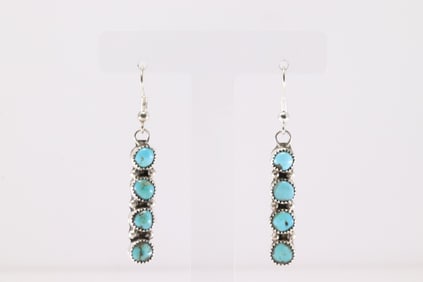 Native America Navajo Sterling Silver Turquoise Dangling Earring's By Maine Ramirez.