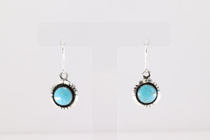 Native America Navajo Sterling Silver Turquoise Dangling Earring's By Amos Begay.