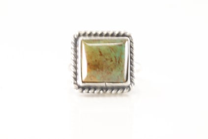 Native America Navajo Sterling Silver Turquoise Ring By Dixon.