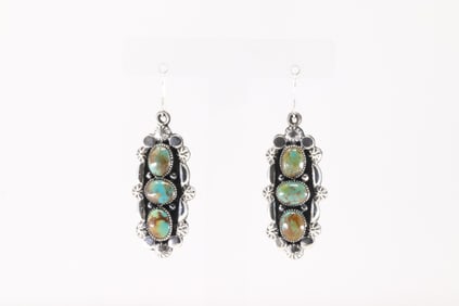 Native America Navajo Sterling Silver Turquoise Dangling Earring's By Emerson Delgarito.
