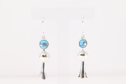 Native America Navajo Sterling Silver Turquoise Dangling Earring's By Vernon Tsosie.