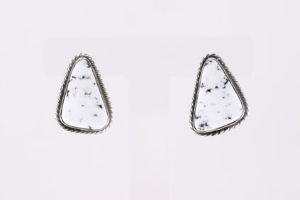 Native America Navajo Sterling Silver White Buffalo Post Earring's By Chassity Belone.