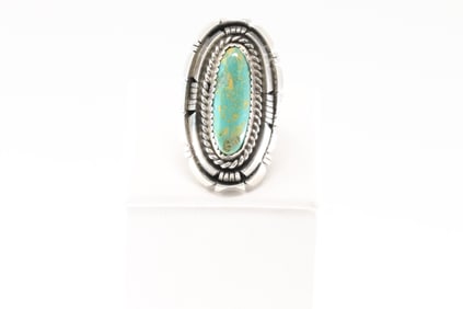 Native America Navajo Sterling Silver Turquoise Ring By W.Begay.