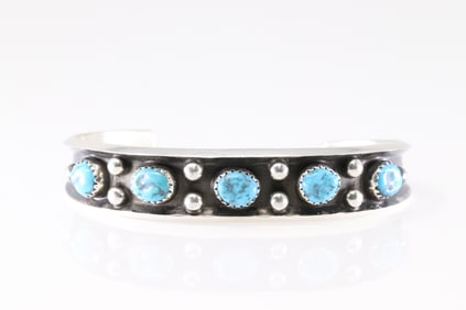 Native America Navajo Sterling Silver Turquoise Bracelet Cuff By Paul largo.