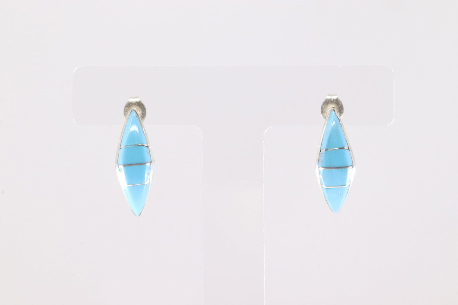 Native America Zuni Sterling Silver Turquoise Hoop Earring's By Robert Kanesta.: This is a Native America Zuni Sterling Silver Turquoise Hoop Earring's By Robert Kanesta.