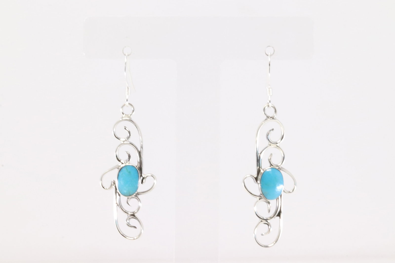 Native America Navajo Sterling Silver Turquoise Dangling Earring's By Sheena Jack.: This is a Native America Navajo Sterling Silver Turquoise Dangling Earring's By Sheena Jack.