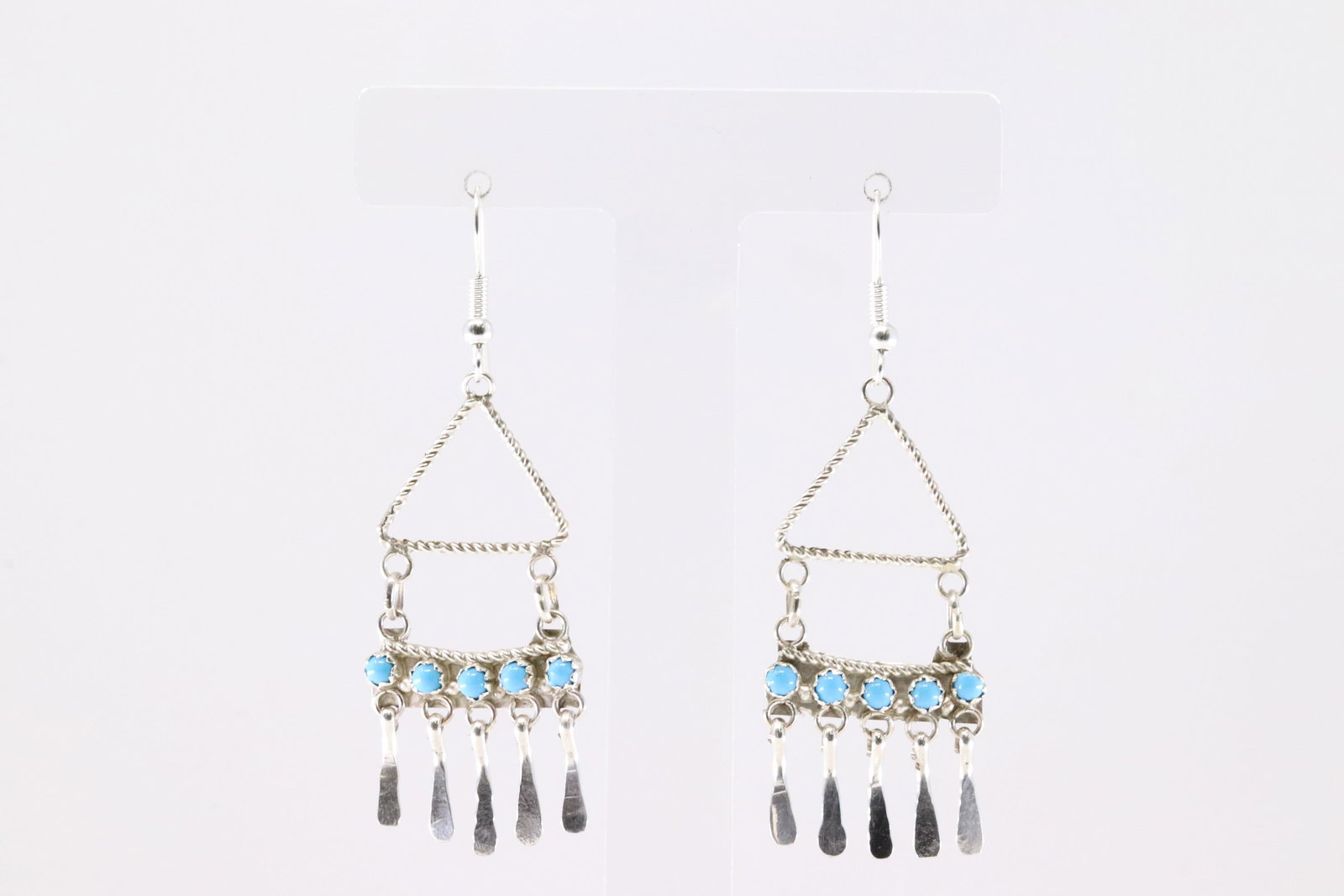 Native America Navajo Sterling Silver Turquoise Dangling Earring's By Sylvya Chee.: This is a Native America Navajo Sterling Silver Turquoise Dangling Earring's By Sylvya Chee.