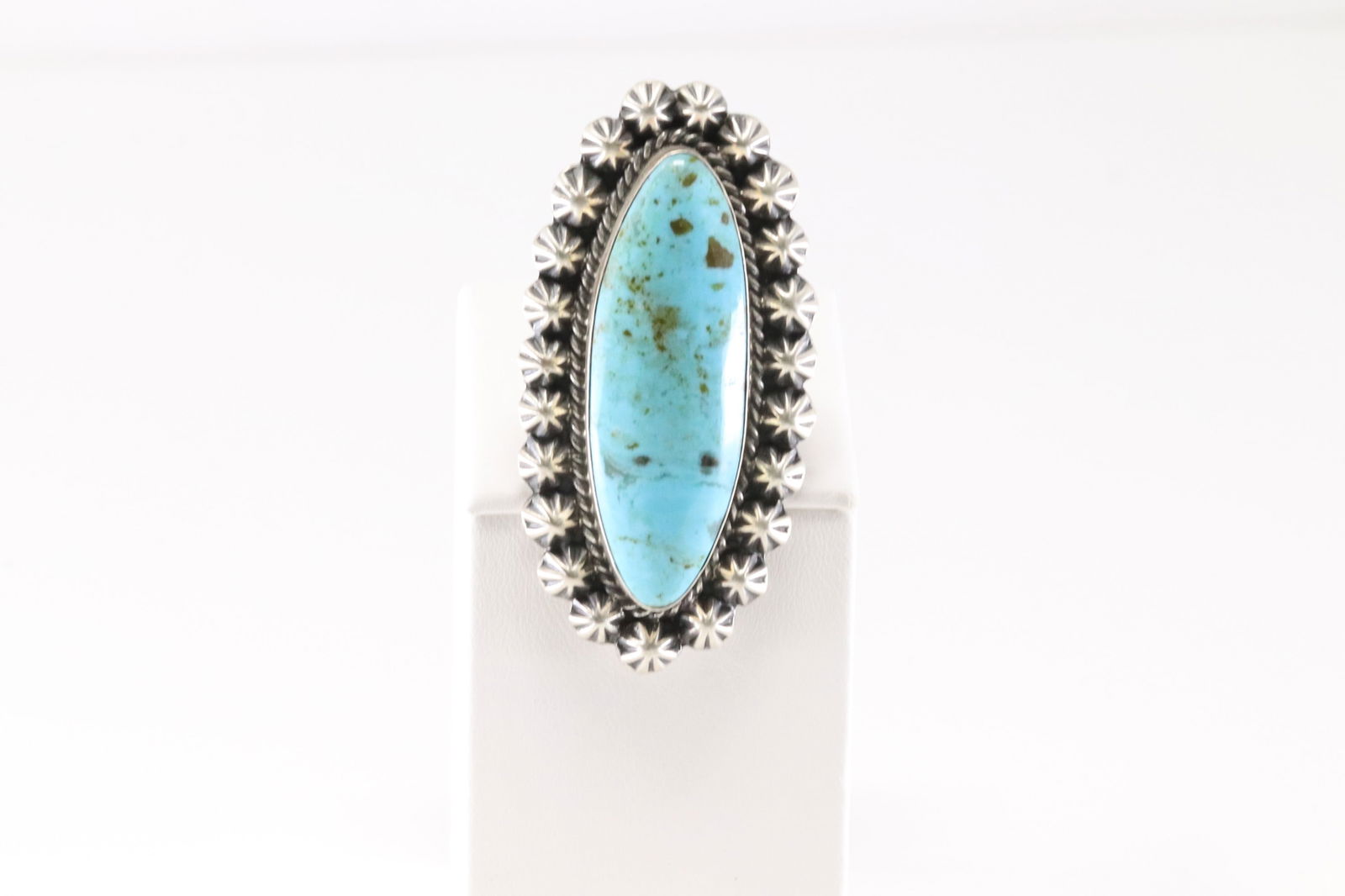 Native America Navajo Sterling Silver Kingmna Turquoise Ring By Donovan Skeets.