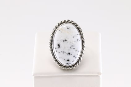 Native America Navajo Sterling Silver White Buffalo Ring By Donovan Skeets.