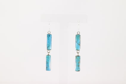 Native America Navajo Sterling Silver Turquoise Dangling Earring's By Irvin Tsosie.