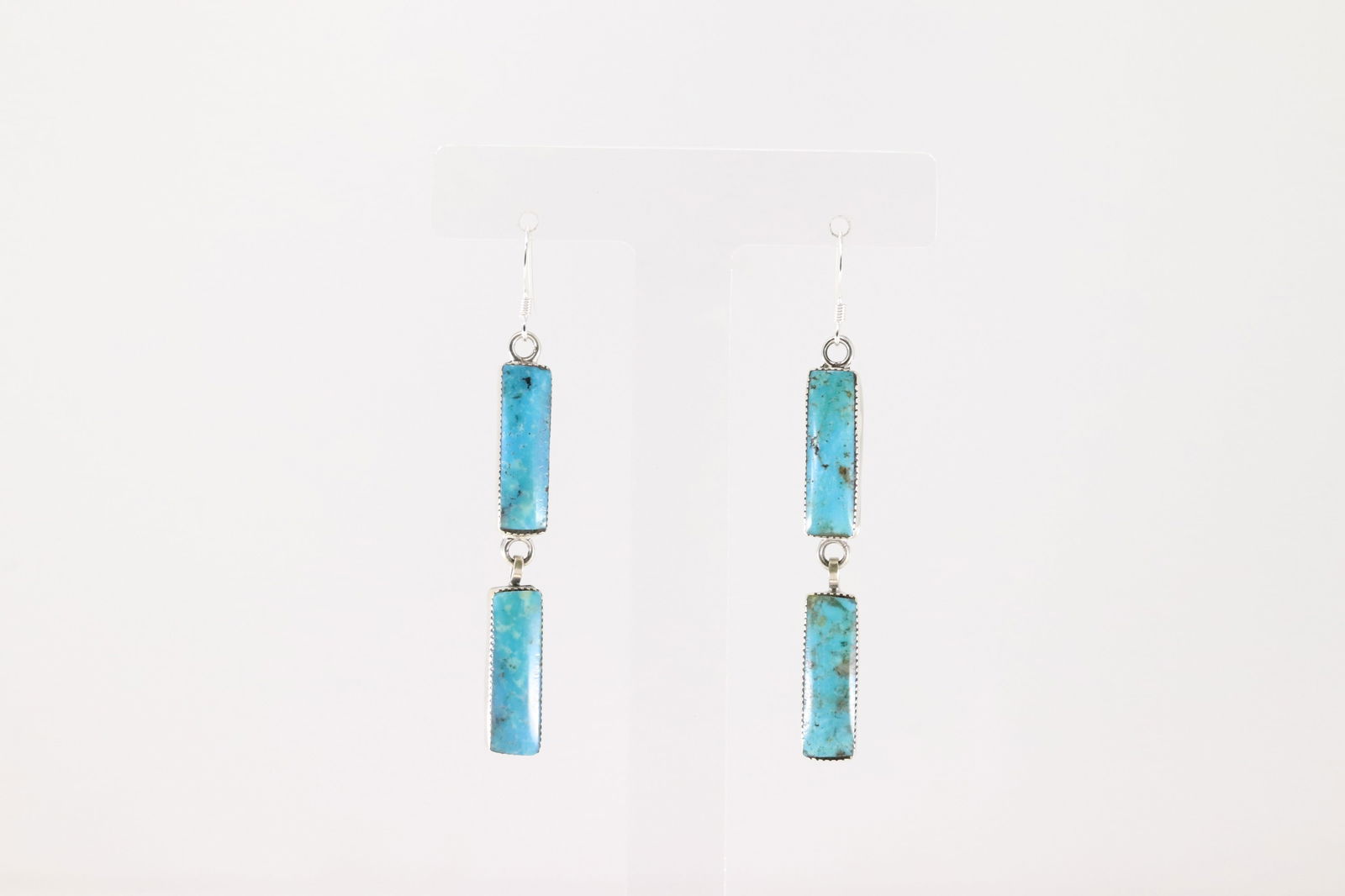 Native America Navajo Sterling Silver Turquoise Dangling Earring's By Irvin Tsosie. (1 of 4)