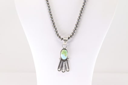 Native America Navajo Sterling Silver Sonora Gold Necklace By Verley Betone.