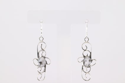 Native America Navajo Sterling Silver White Buffalo Dangling Earring's By Sheena Jack.