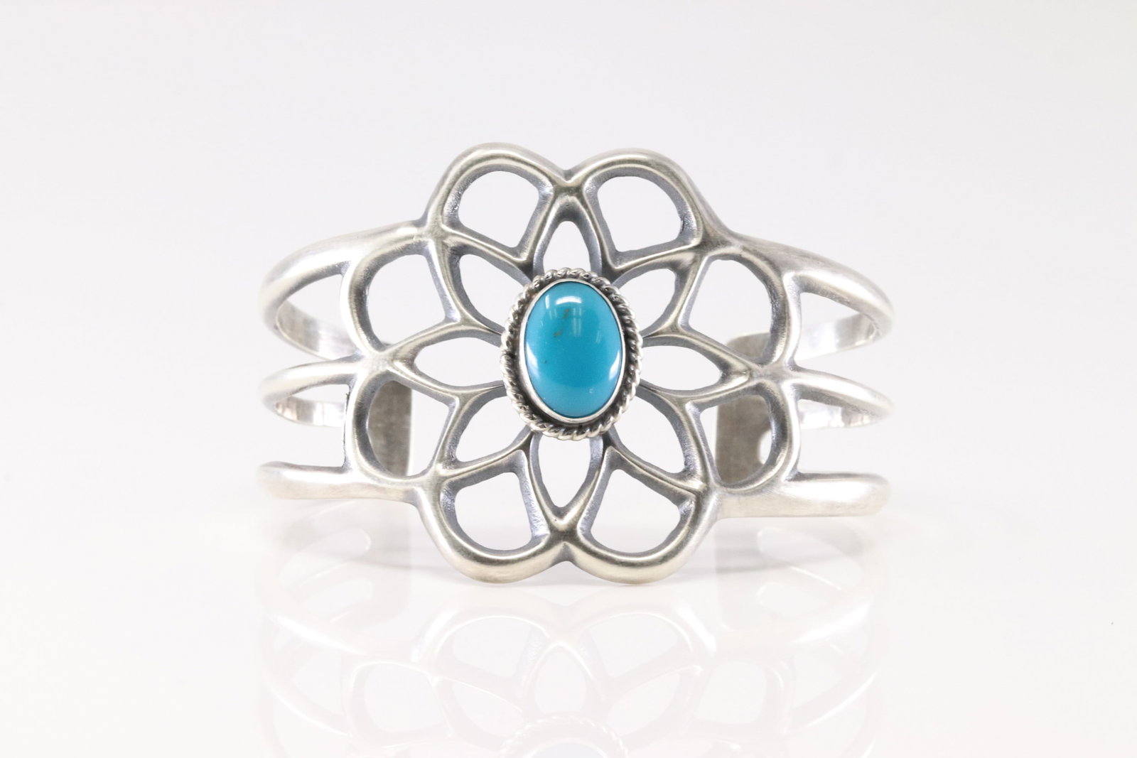 Native America Navajo Sterling Silver Turquoise Bracelet Cuff By Eugene Gruber.: This is a Native America Navajo Sterling Silver Turquoise Bracelet Cuff By Eugene Gruber.