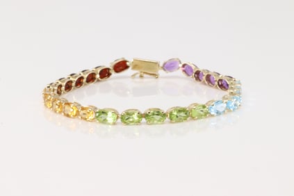 Multi-Color Gemstone Bracelet 14Kt.
