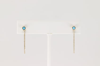 Turquoise Stud & Dangling Earring 14Kt.