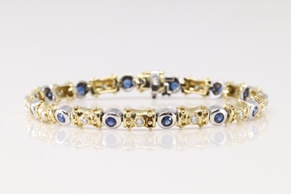 Sapphire & Diamond Bracelet 14Kt.