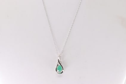 Emerald & Diamond Pendant / Necklace 10Kt.