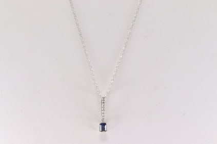 Sapphire & Diamond Pendant / Necklace 14Kt.