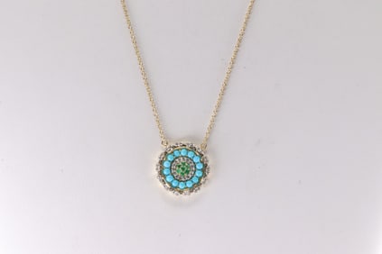 Multi-Gemstone & Diamond Necklace 14Kt.