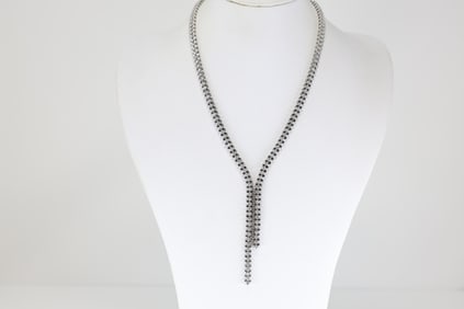 Eternity Asymmetric Tennis Diamond Necklace 18Kt.