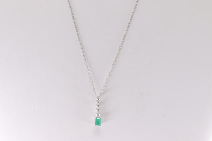 Emerald & Diamond Necklace 14Kt.