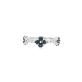 Sapphire & Diamond Floral Ring 14Kt.