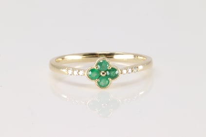 Emerald & Diamond Ring 14Kt.