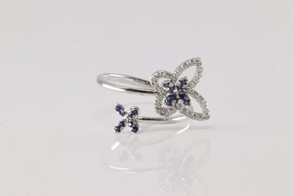 Sapphire & Diamond Butterfly Ring 14Kt.