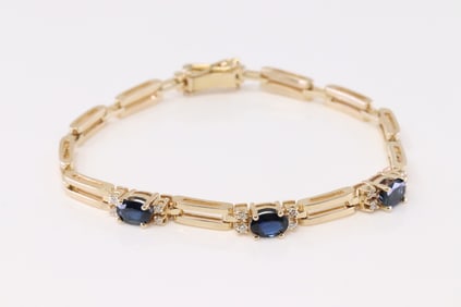 Sapphire & Diamond Bracelet 14Kt.