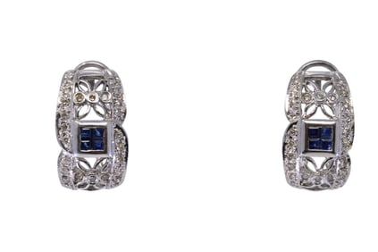 14KT Diamond / Sapphire Earrings