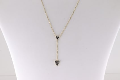 Black Diamond Heart Necklace 14Kt.