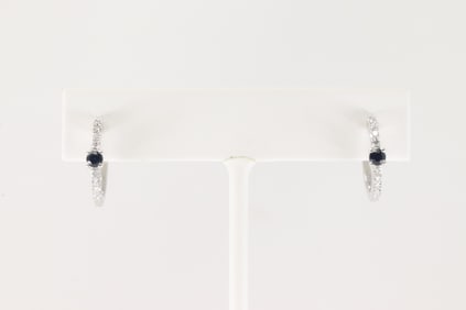 Sapphire & Diamond Hoop Earring 14Kt.