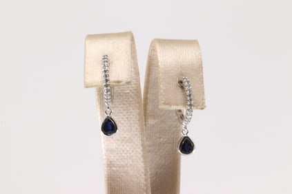 Sapphire & Diamond Hoop Earring 10Kt.