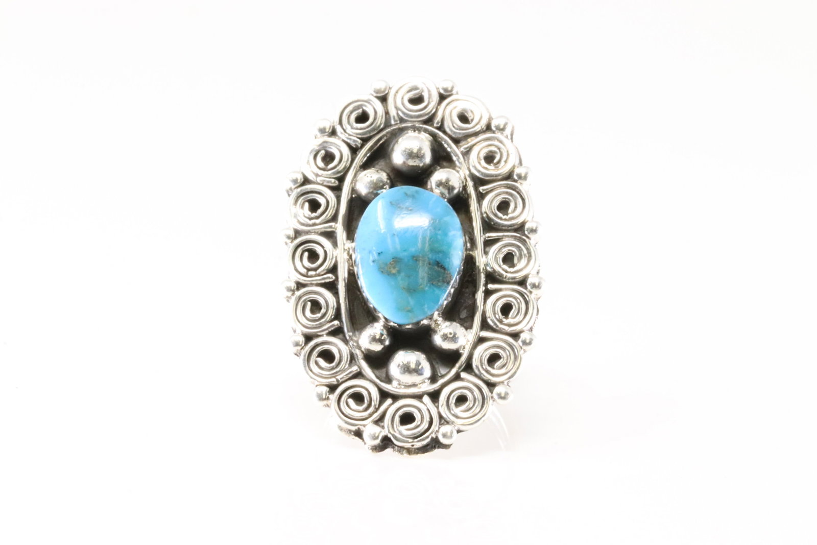 Native America Navajo Sterling Silver Turquoise Ring By Leroy Silversmith.: This is a Native America Navajo Sterling Silver Turquoise Ring By Leroy Silversmith. 6.00.