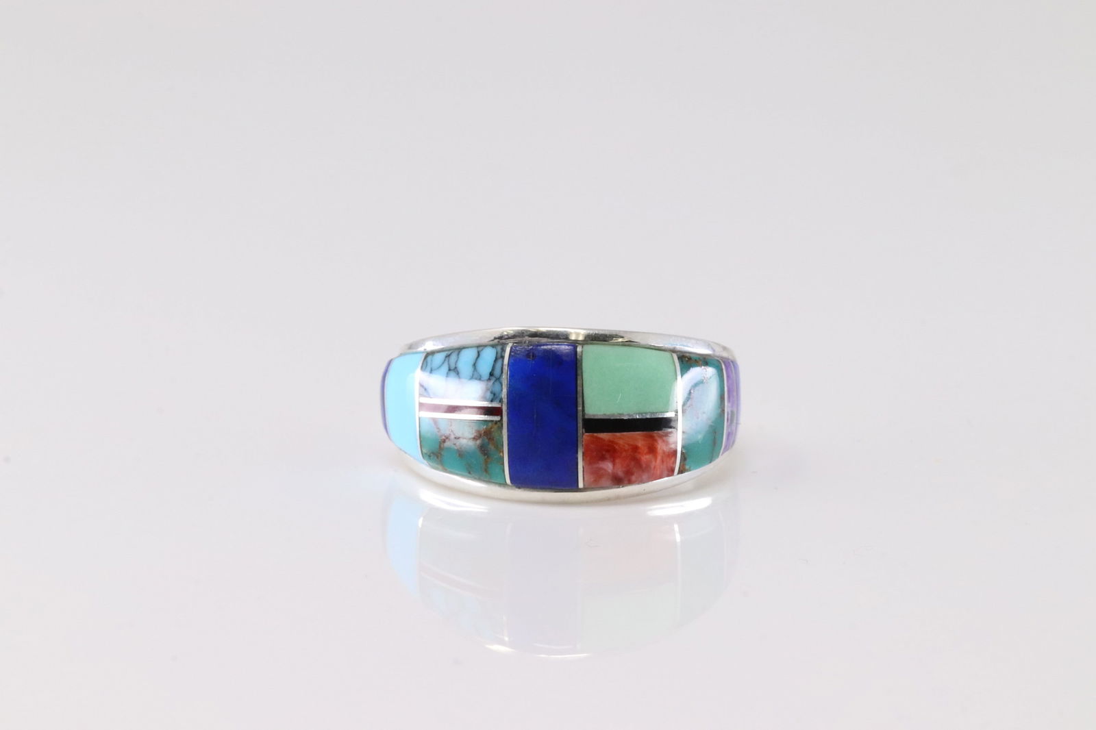 Native America Navajo Sterling Silver Multi-Color Stone Ring By Yazzie. (1 of 4)