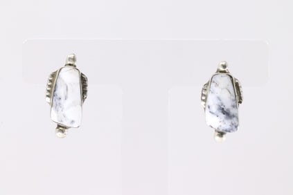 Native America Navajo Sterling Silver White Buffalo Post Earring's By Myra Benally.