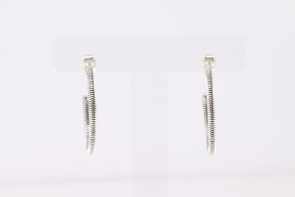 Native America Navajo Sterling Silver Solid Post Hoop Earring's By Elaine Tahe.