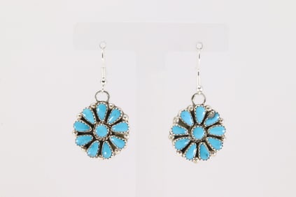 Native America Navajo Sterling Silver Kingman Turquoise Dangling Earring's By Alicia Wilson.