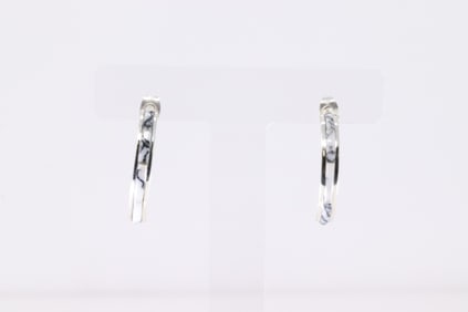 Native America Navajo Sterling Silver White Buffalo Post Hoop Earring's By Nathaniel & Cynthia