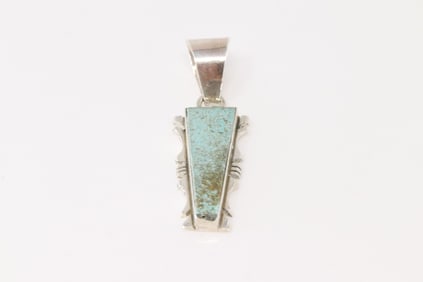 Native America Navajo Sterling Silver Turquoise Pendent By S.F.