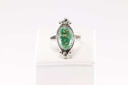 Native American Navajo Sterling Silver Turquoise Ring By R.