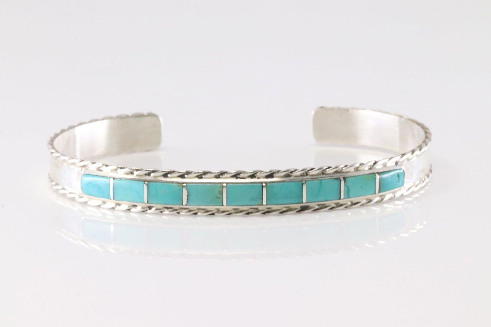Native America Navajo Sterling Silver Turquoise Bracelet Cuff By J.P.: This is a Native America Navajo Sterling Silver Turquoise Bracelet Cuff By J.P.