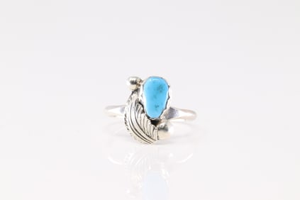 Native America Navajo Sterling Silver Turquoise Ring By Simplicio.