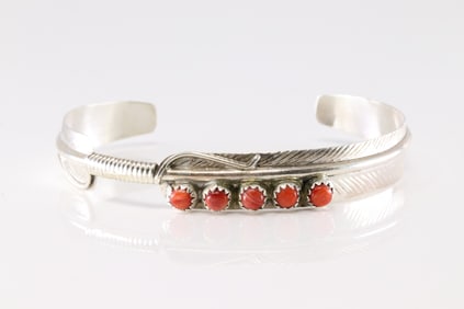 Native America Navajo Sterling Silver Spiny Oyster Bracelet Cuff By Aaron Davis.
